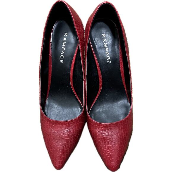 NWOT Rampage Red Croc Embossed Pointed Toe Pump Heels Shoes. Size 6.5 - Picture 2 of 8